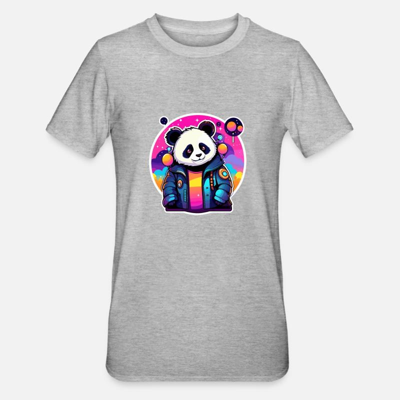 Dessin de panda - T-shirt polycoton Unisexe - gris chiné