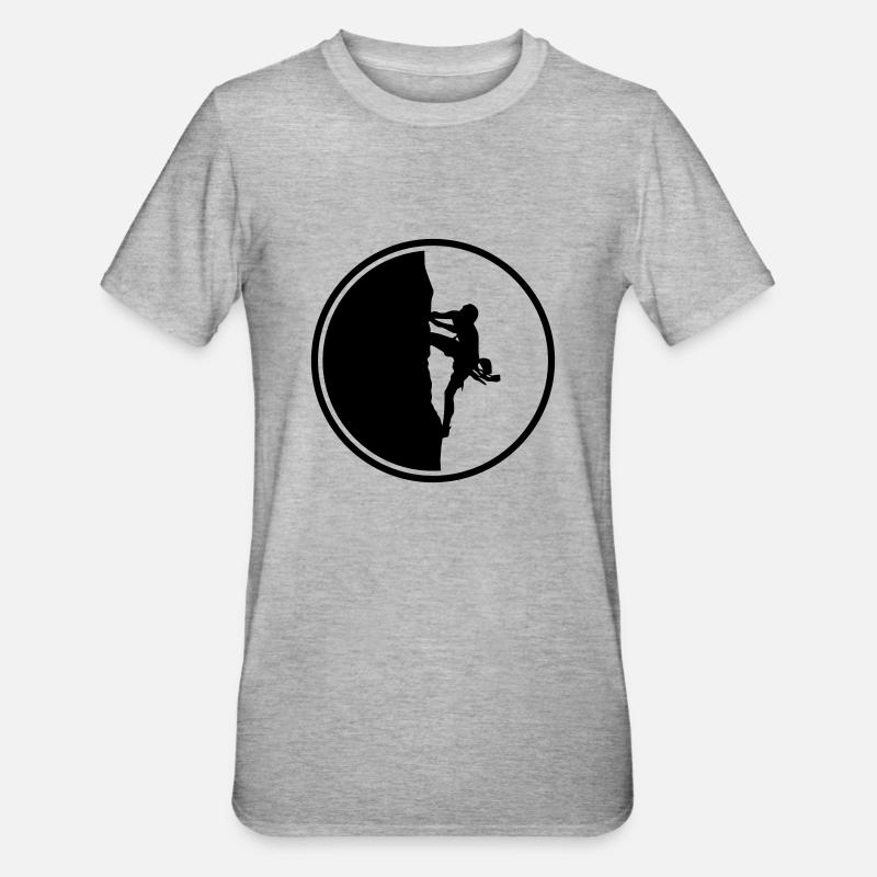 Escalade, Alpinisme, Silhouette, Cercle - T-shirt polycoton Unisexe - gris chiné