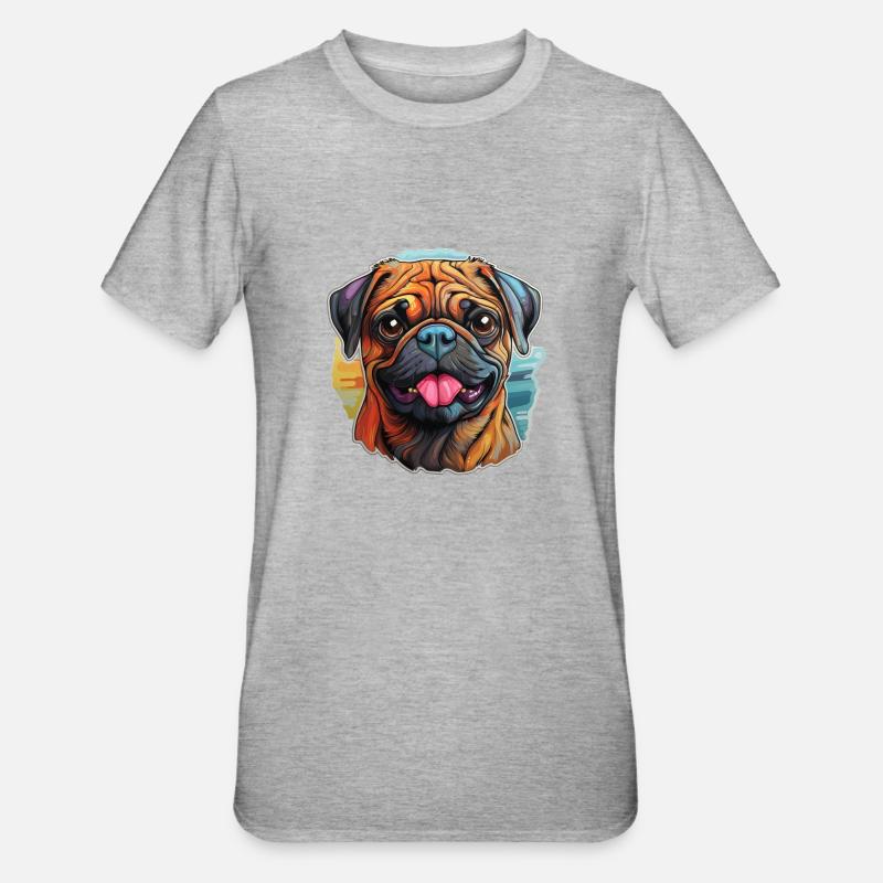 Pug - Unisex Polycotton T-Shirt - heather grey