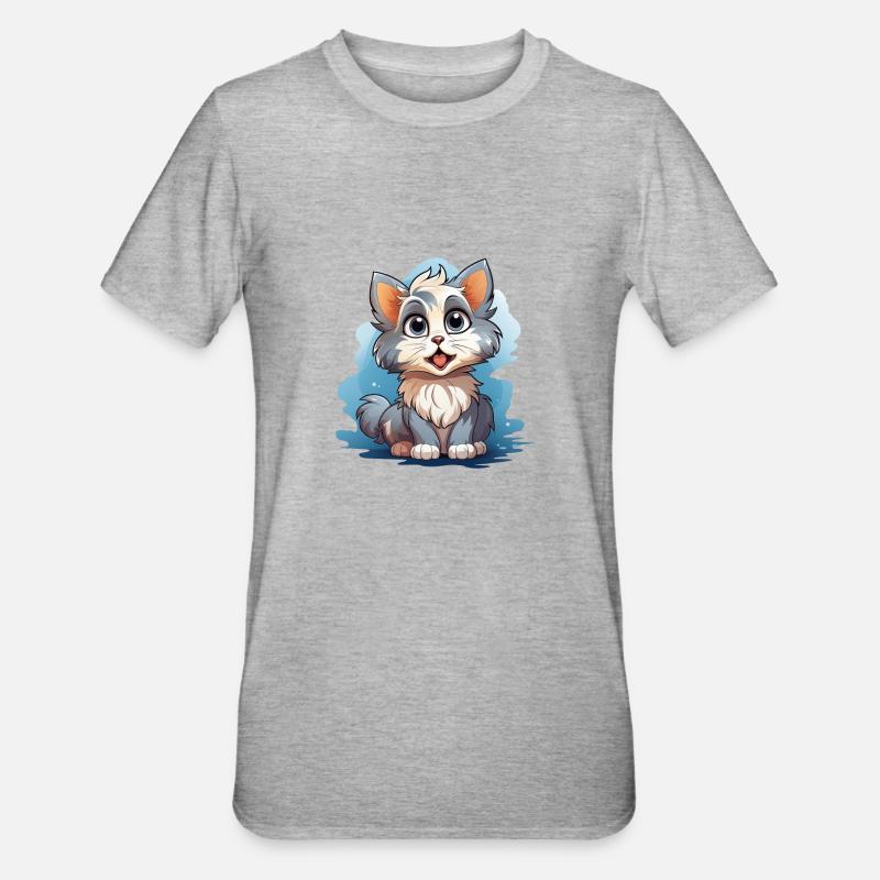 Kinder Katze - Unisex Polycotton T-Shirt - Grau meliert