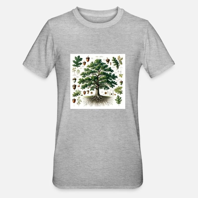 Botanik Eiche - Unisex Polycotton T-Shirt - Grau meliert
