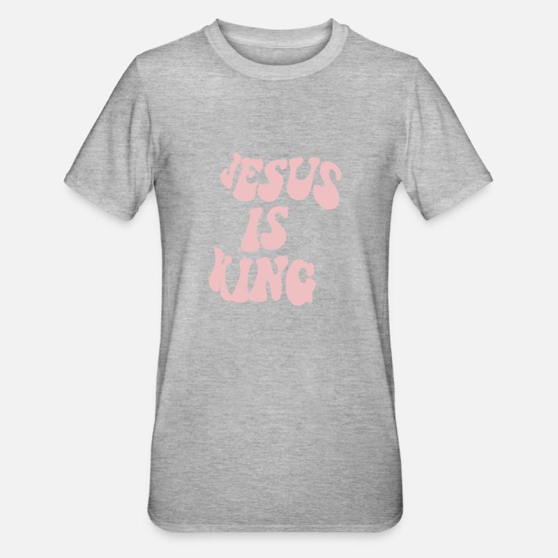 Jésus est Roi - T-shirt polycoton Unisexe - gris chiné