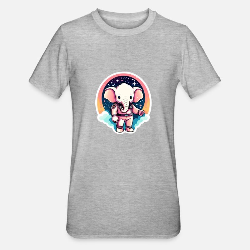 Illustration d’astronaute éléphant - T-shirt polycoton Unisexe - gris chiné