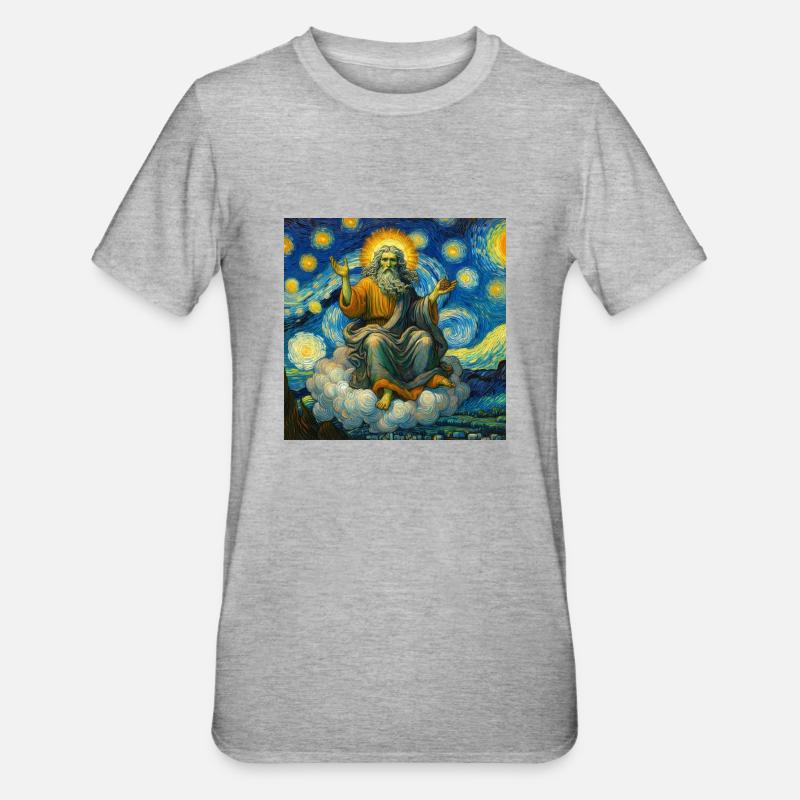 Dieu dans un Van Gogh - T-shirt polycoton Unisexe - gris chiné