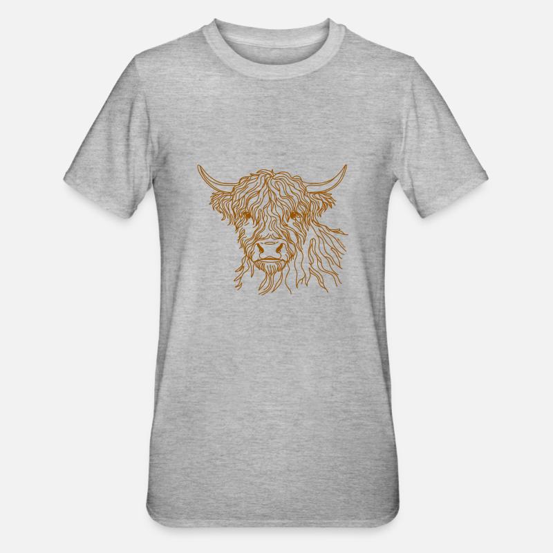 Haarige Kuh Doodle - Unisex Polycotton T-Shirt - Grau meliert