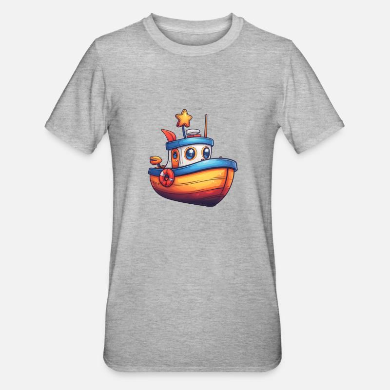 Fischerboot - Unisex Polycotton T-Shirt - Grau meliert