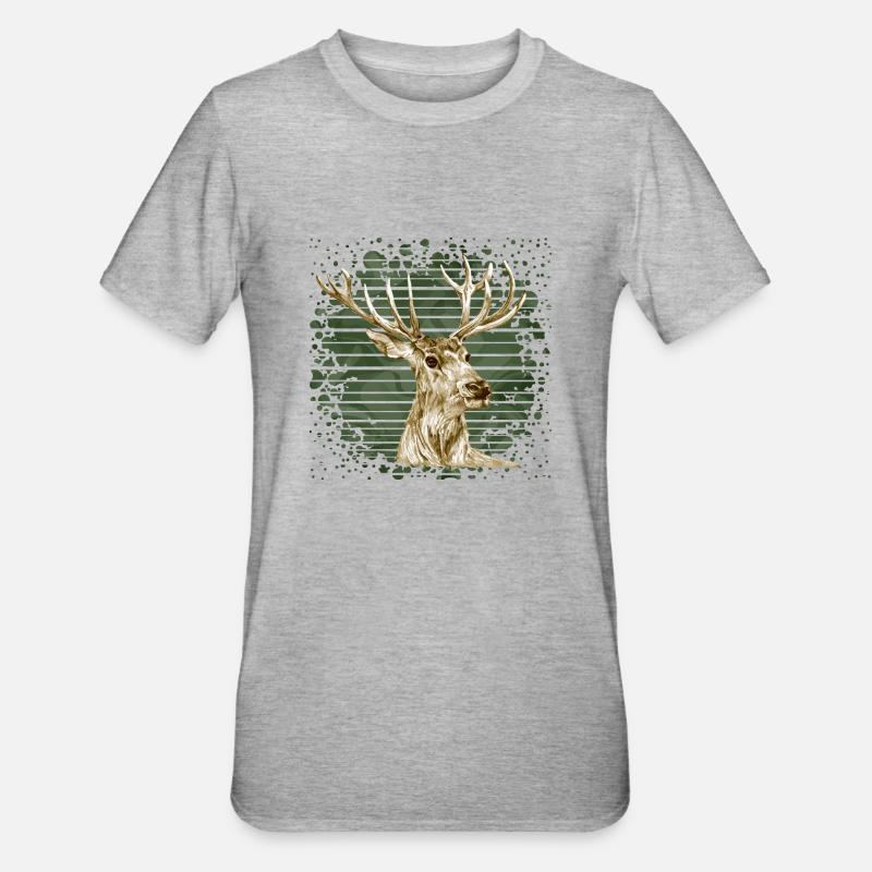 Cerf - T-shirt polycoton Unisexe - gris chiné