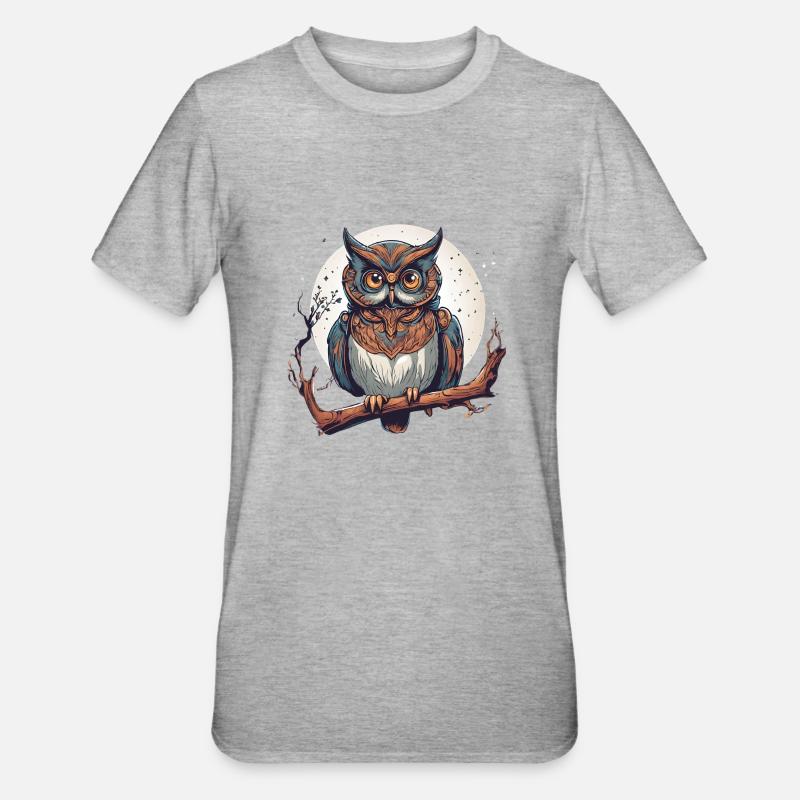 magic owl 2 - Unisex Polycotton T-Shirt - Grau meliert