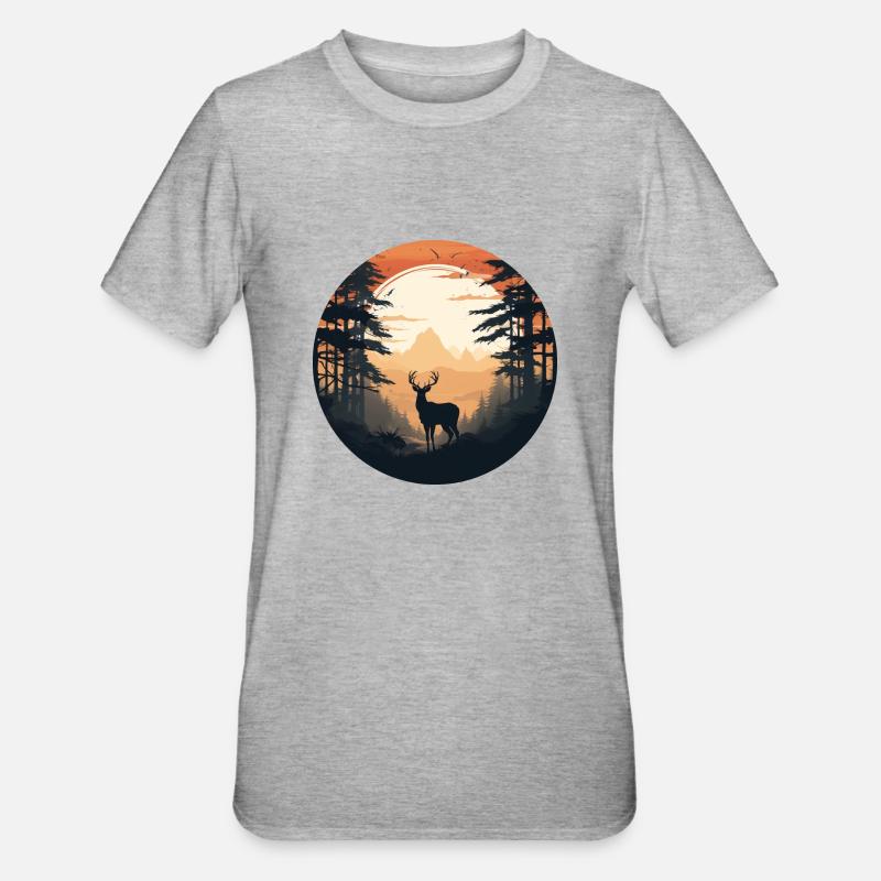 Morgendlicher Wald - Unisex Polycotton T-Shirt - Grau meliert