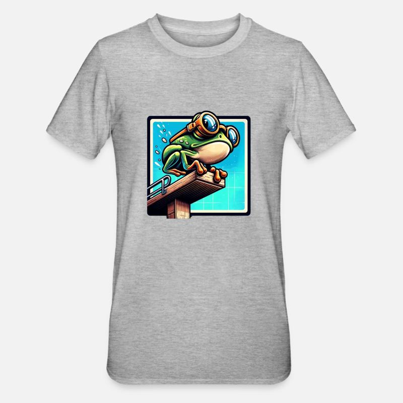 Grenouille prête à plonger - T-shirt polycoton Unisexe - gris chiné