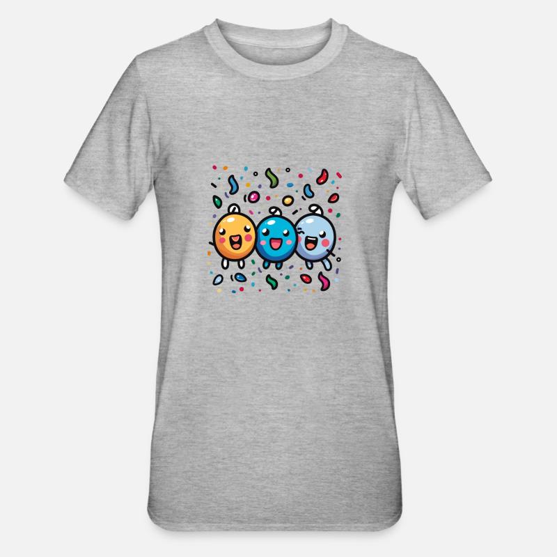 Fasnachtsfreude mit Konfetti - Unisex Polycotton T-Shirt - Grau meliert
