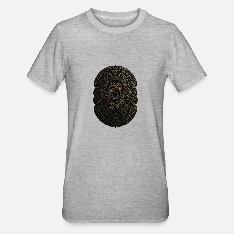 Mayan Black and Gold Monogram - Unisex Polycotton T-Shirt - heather grey