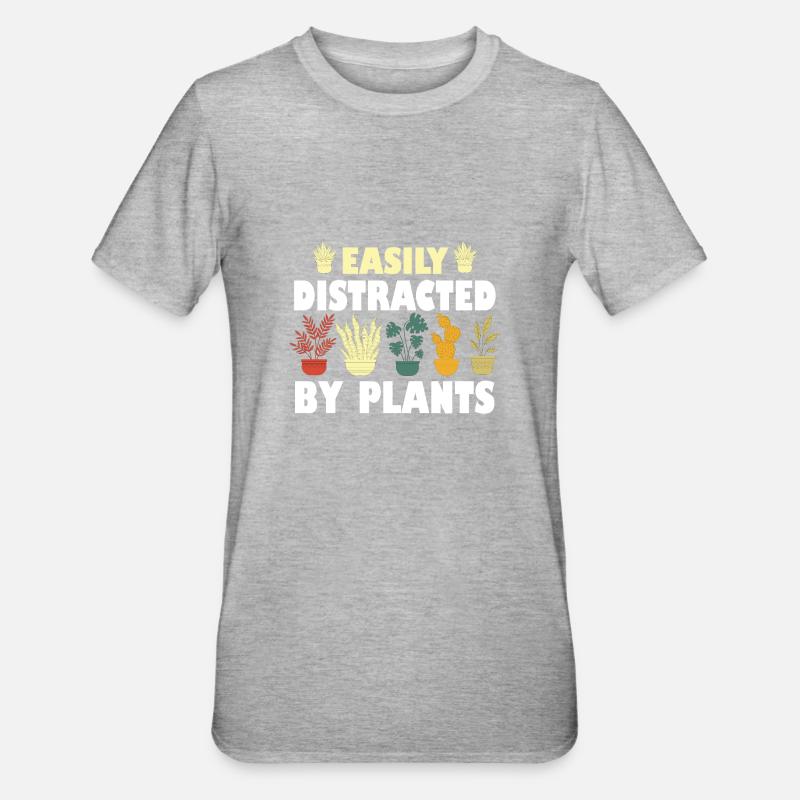 Easily Distracted By Plants - Unisex Polycotton T-Shirt - heather grey
