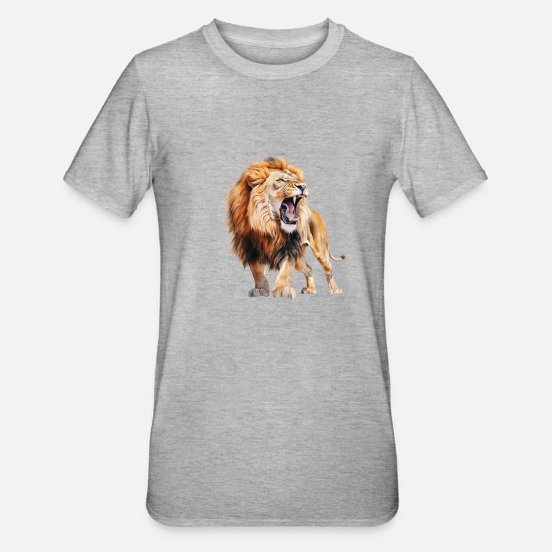 Brüllender Löwe - Unisex Polycotton T-Shirt - Grau meliert
