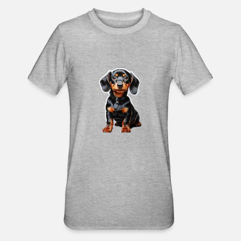 Teckel - T-shirt polycoton Unisexe - gris chiné