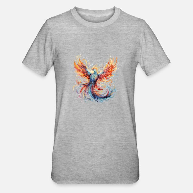 Mythischer Phönix - Unisex Polycotton T-Shirt - Grau meliert