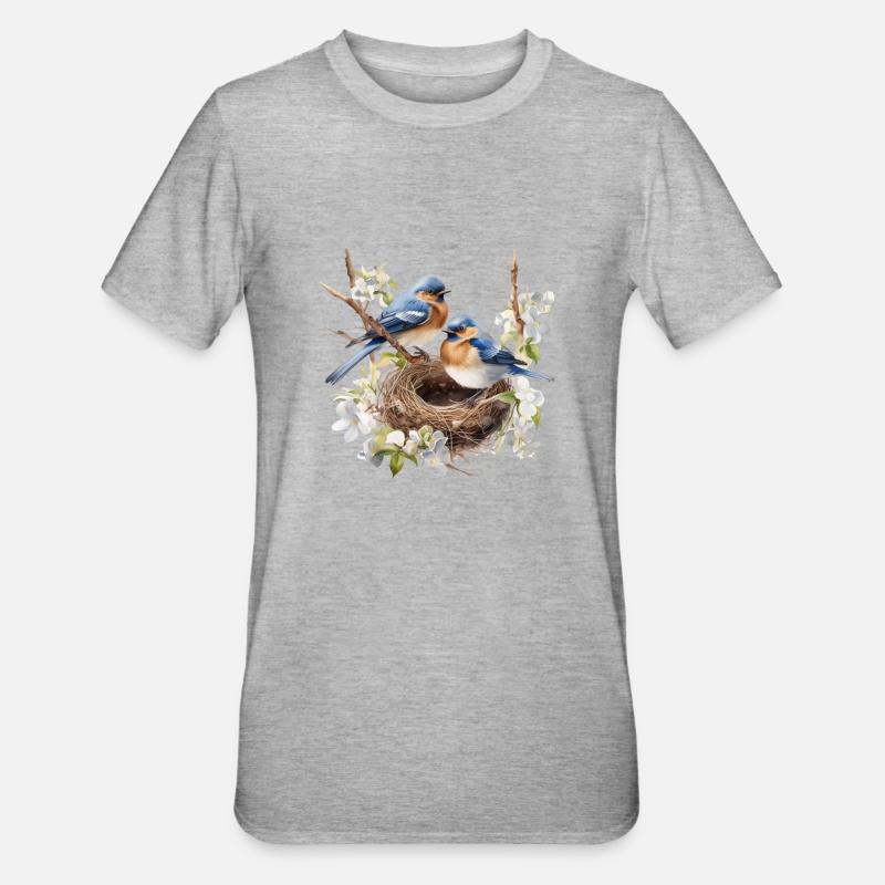 Singvogel-Nest - Unisex Polycotton T-Shirt - Grau meliert