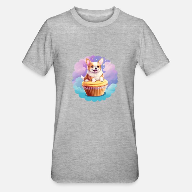 Cupcake corgi - T-shirt polycoton Unisexe - gris chiné