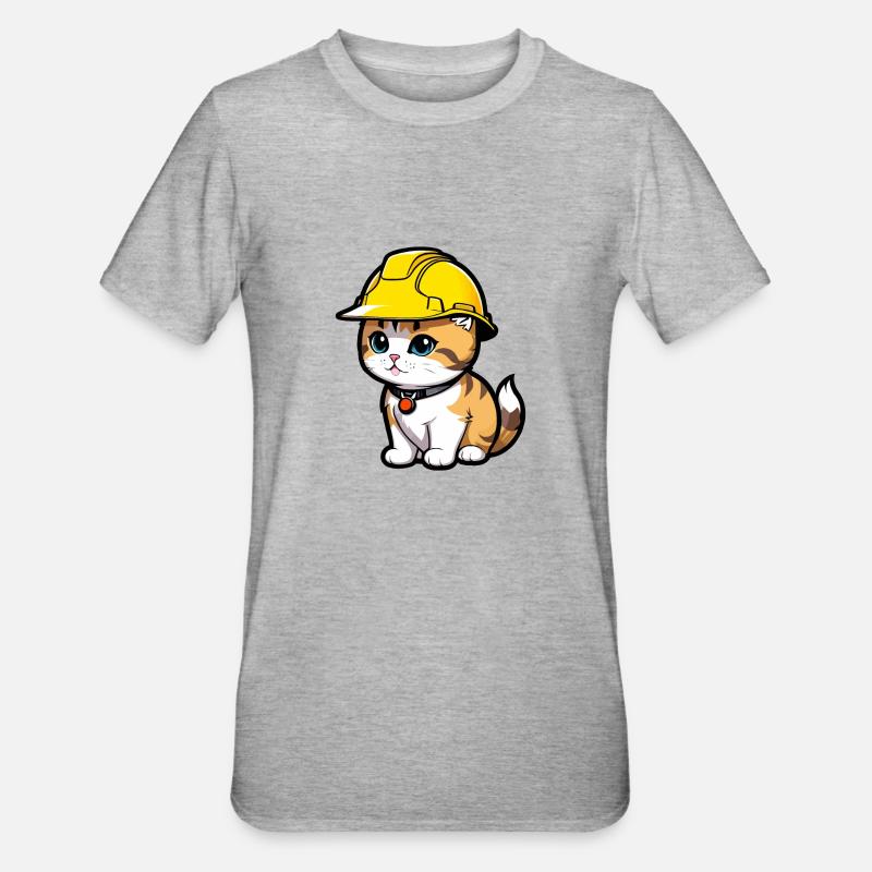Chat Worker - T-shirt polycoton Unisexe - gris chiné