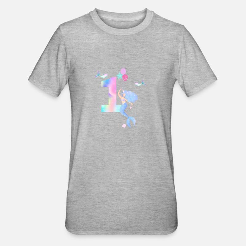 1e anniversaire sirène - T-shirt polycoton Unisexe - gris chiné