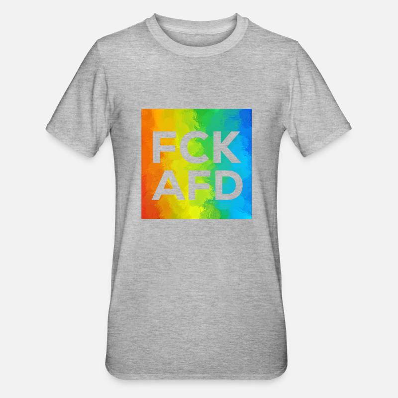 Fck AFD Cutout - Unisex Polycotton T-Shirt - Grau meliert