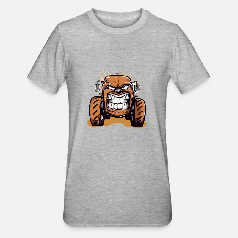 Wütender Traktor Nr. 3 - Unisex Polycotton T-Shirt - Grau meliert