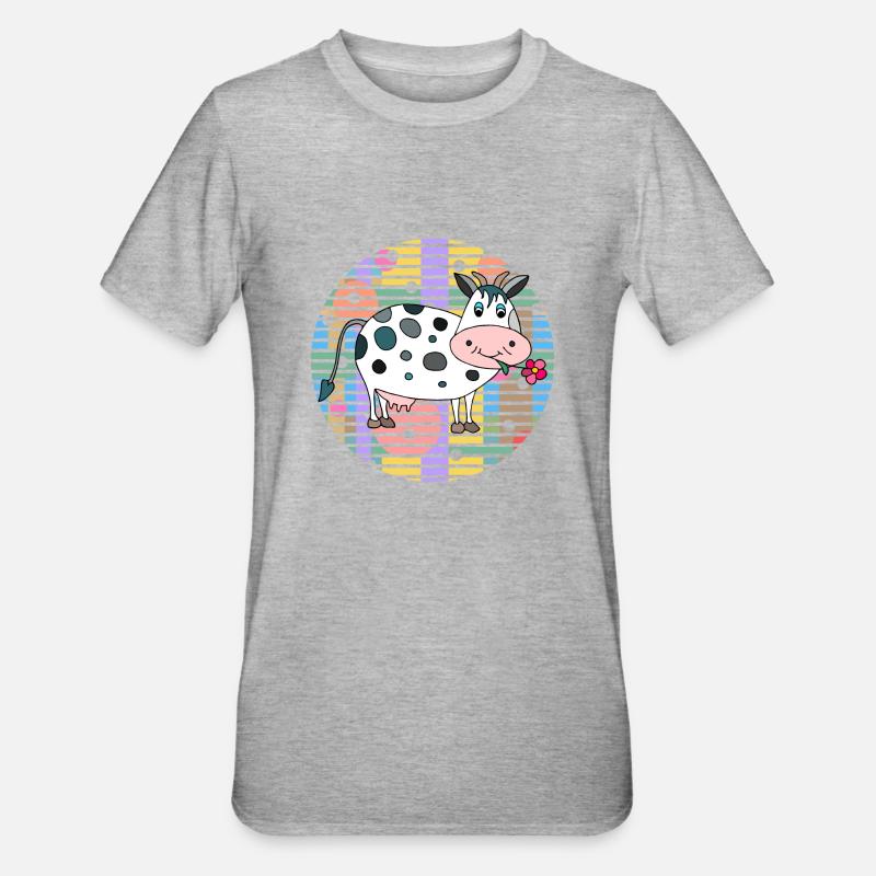 Kuh - Unisex Polycotton T-Shirt - Grau meliert