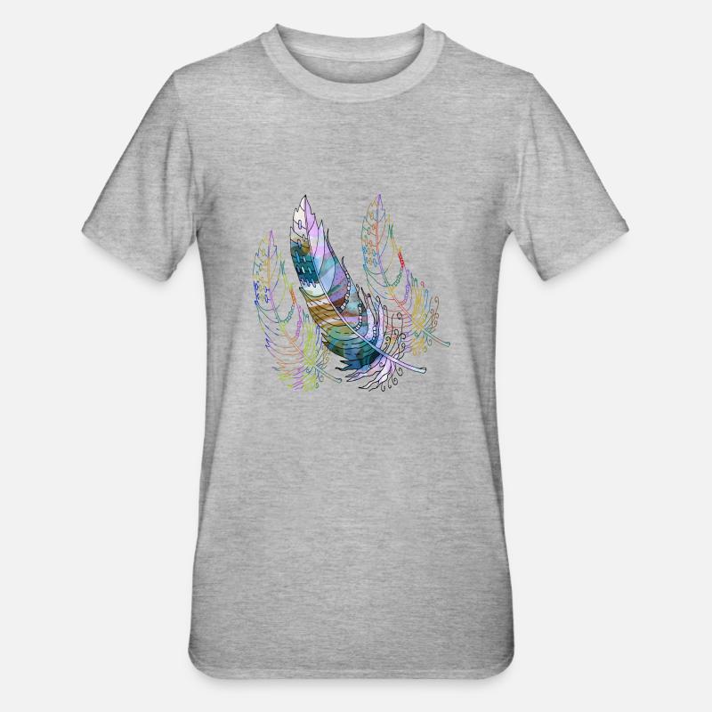 Feder - Unisex Polycotton T-Shirt - Grau meliert