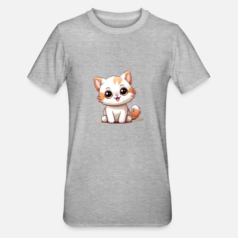 Chat Logo Chat Mignon - T-shirt polycoton Unisexe - gris chiné
