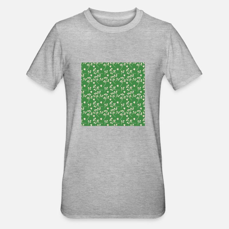 Blume-Blatt-Muster Flower Leaf Pattern - Unisex Polycotton T-Shirt - heather grey