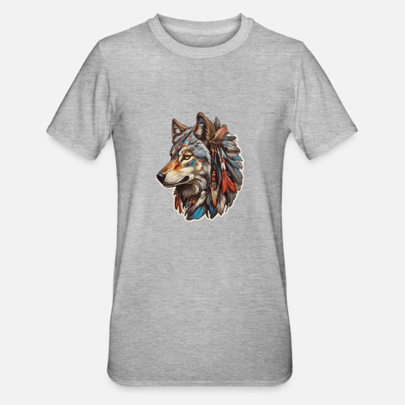 Indiens loups - T-shirt polycoton Unisexe - gris chiné