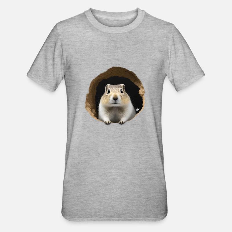 Süßes schläfriges Erdhörnchen - Unisex Polycotton T-Shirt - Grau meliert