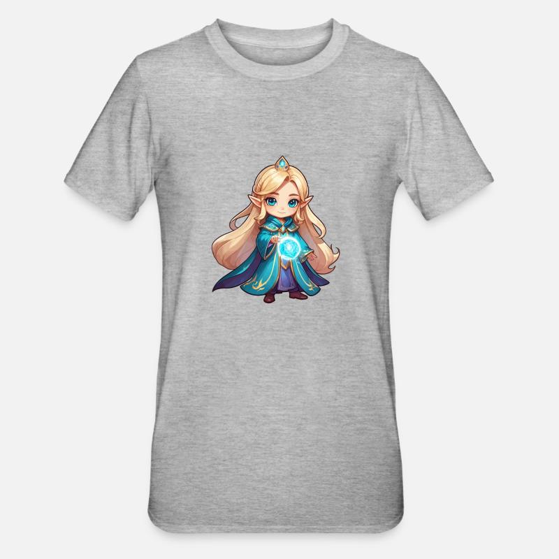Zauberin Fanatsy Illustration - Unisex Polycotton T-Shirt - Grau meliert