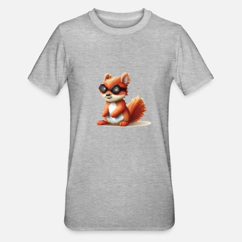 Pixou das Eichhörnchen - Unisex Polycotton T-Shirt - Grau meliert