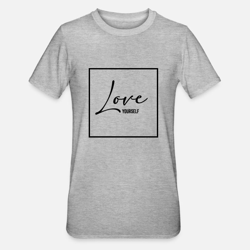 love yourself - Unisex Polycotton T-Shirt - Grau meliert