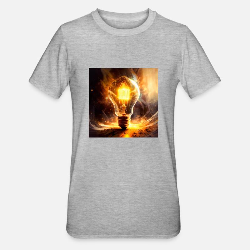 Firefly im Glühlampendesign - Unisex Polycotton T-Shirt - Grau meliert