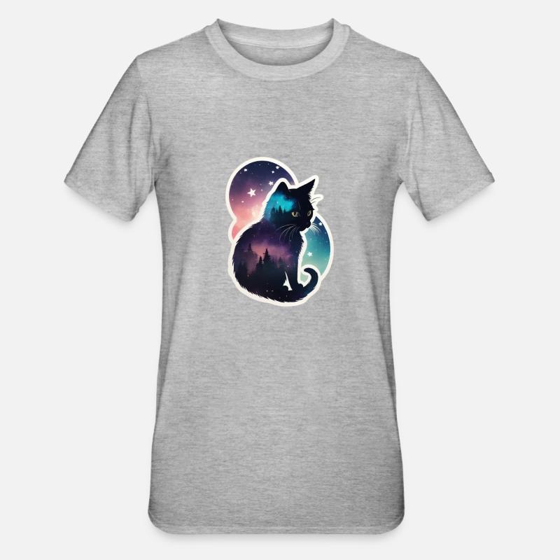 Chat dans les étoiles - T-shirt polycoton Unisexe - gris chiné