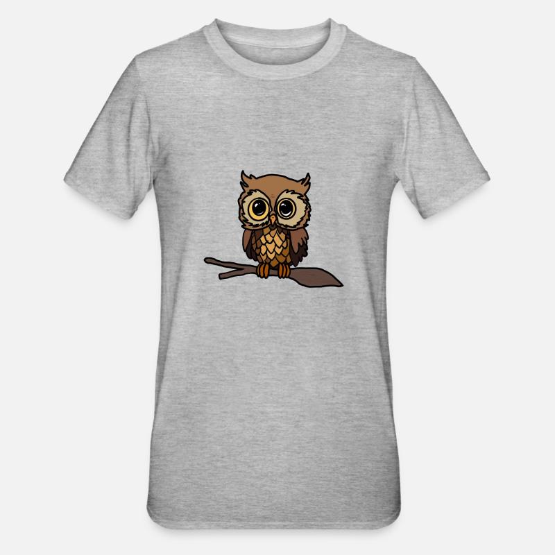Eule - Unisex Polycotton T-Shirt - Grau meliert