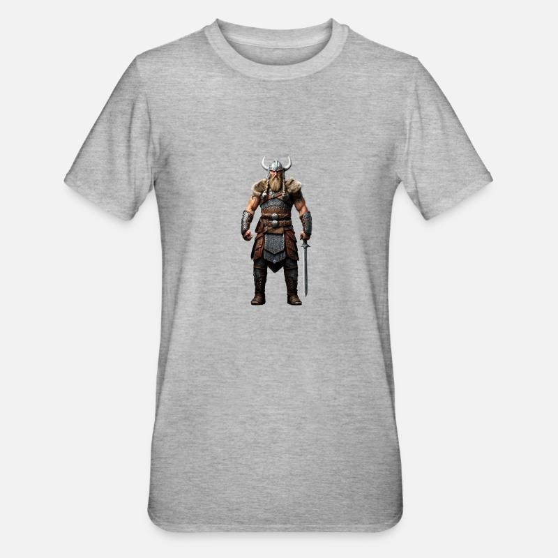 Wikinger Krieger Walhalla - Unisex Polycotton T-Shirt - Grau meliert