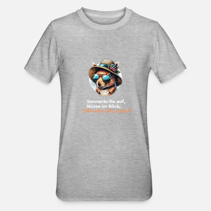 Squirrel with glasses and hat - Unisex Polycotton T-Shirt - heather grey