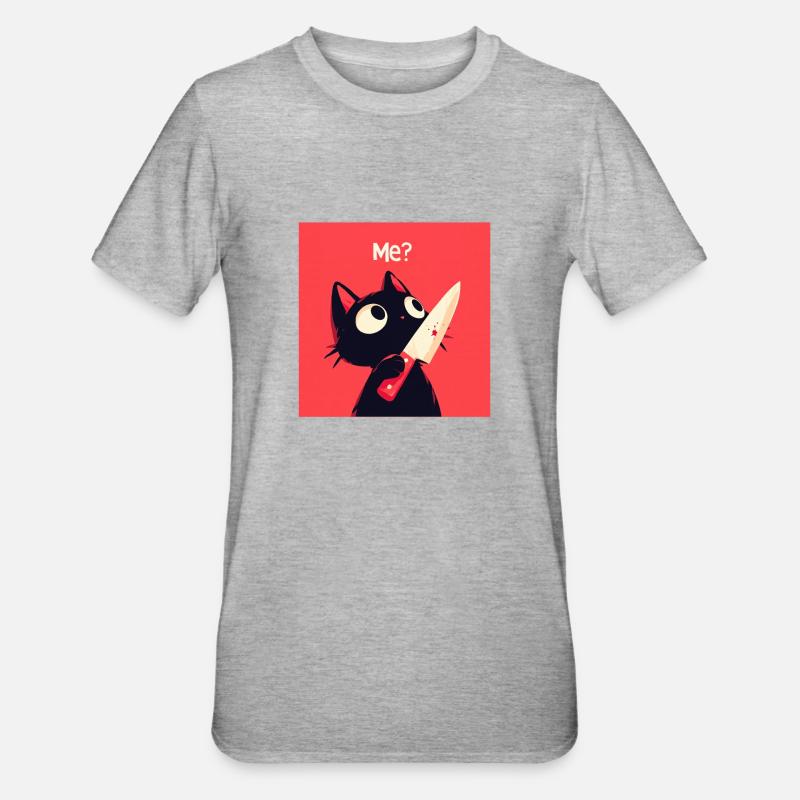 Chat mignon - T-shirt polycoton Unisexe - gris chiné