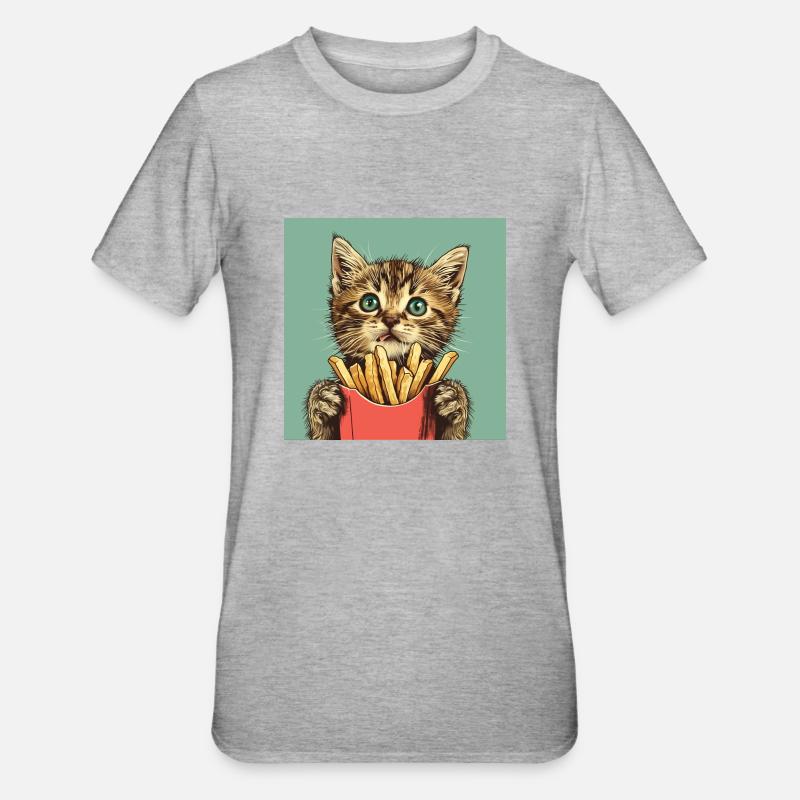 Chat - T-shirt polycoton Unisexe - gris chiné