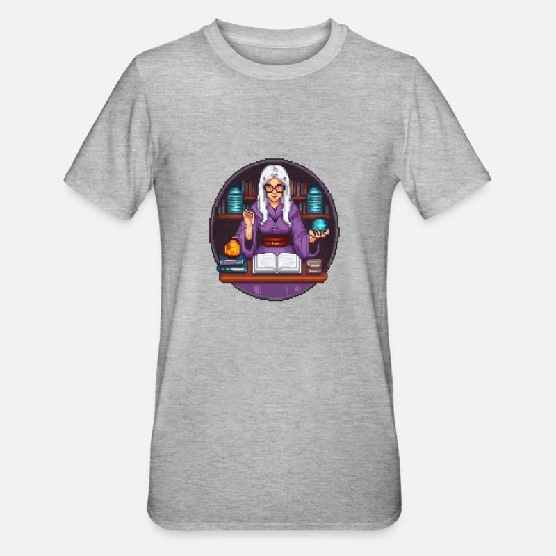 Pixel de bibliothécaire arcanique - T-shirt polycoton Unisexe - gris chiné