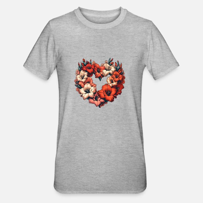 Fleurs de glaïeul - T-shirt polycoton Unisexe - gris chiné