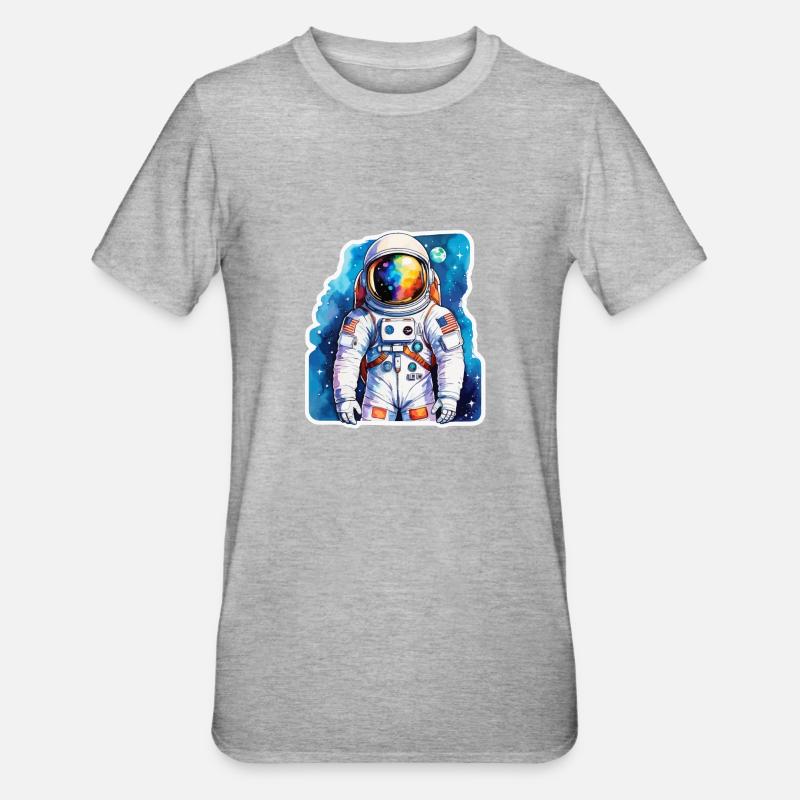 Aquarelle d’astronaute Aquarelle - T-shirt polycoton Unisexe - gris chiné