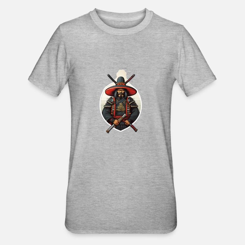 Japan Samurai Krieger - Unisex Polycotton T-Shirt - Grau meliert