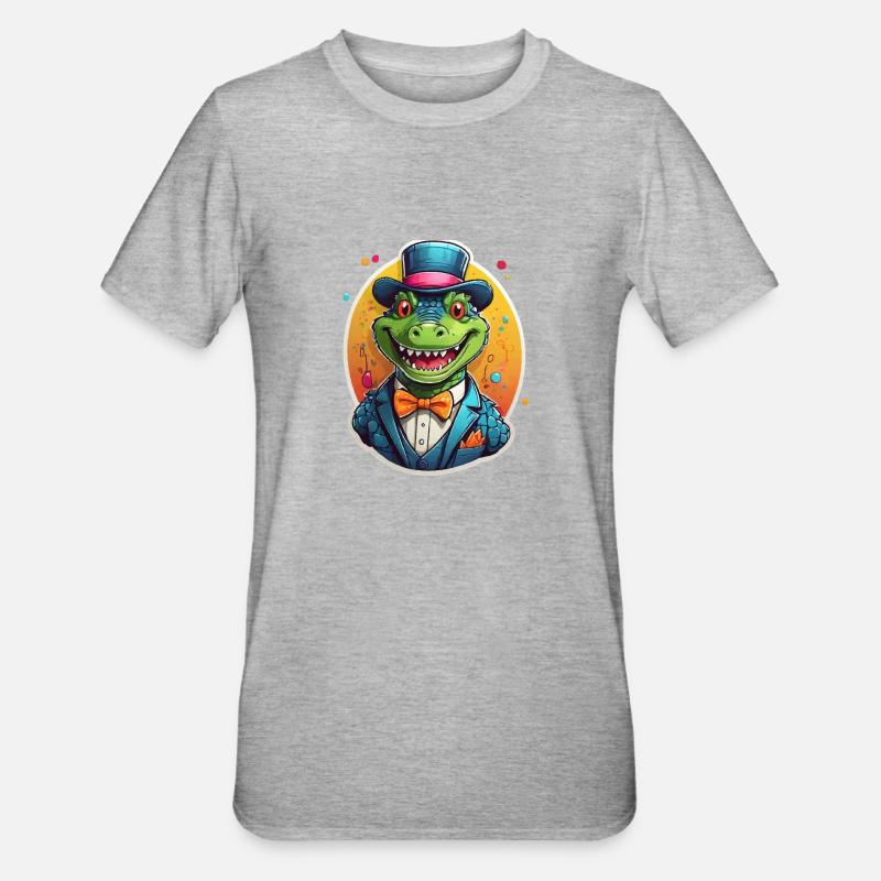 Crocodile comique drôle - T-shirt polycoton Unisexe - gris chiné