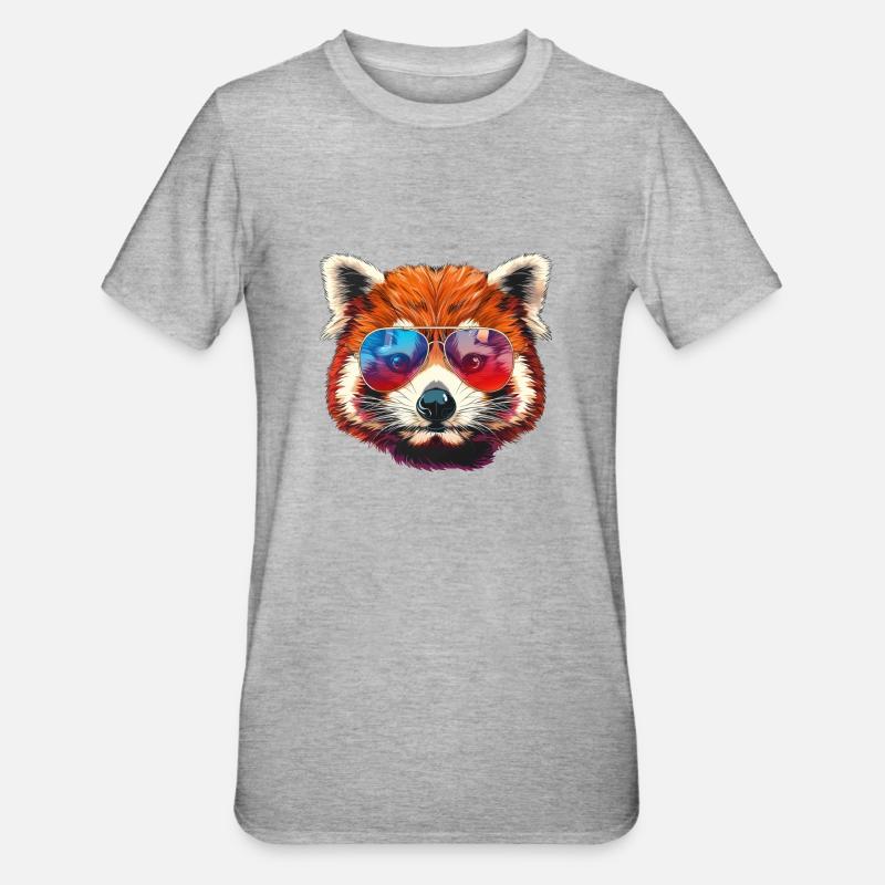 Panda roux Petit Panda - T-shirt polycoton Unisexe - gris chiné