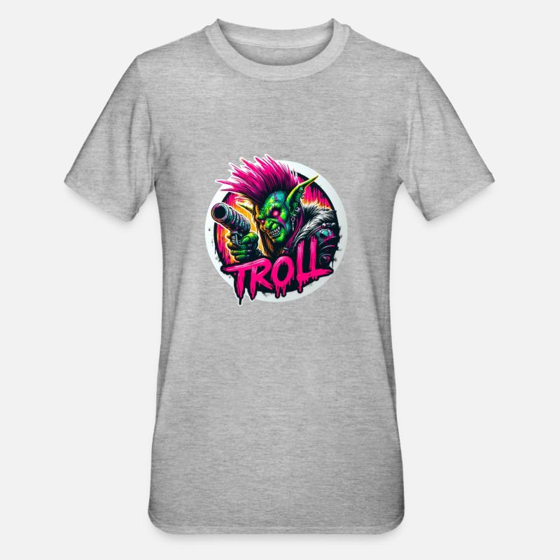 Punk troll - T-shirt polycoton Unisexe - gris chiné