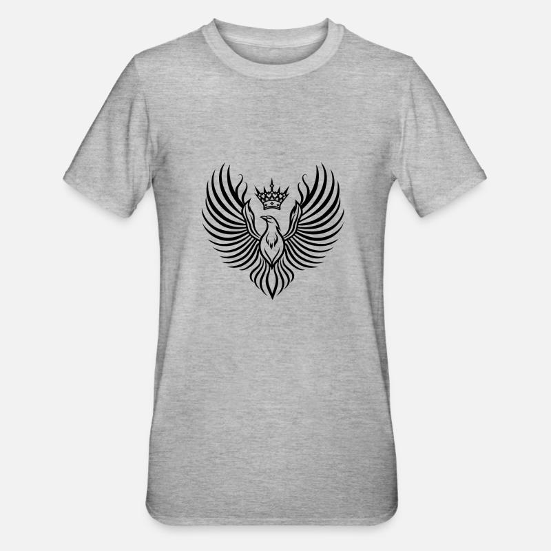 Phoenix mit schwebender Krone - Unisex Polycotton T-Shirt - Grau meliert